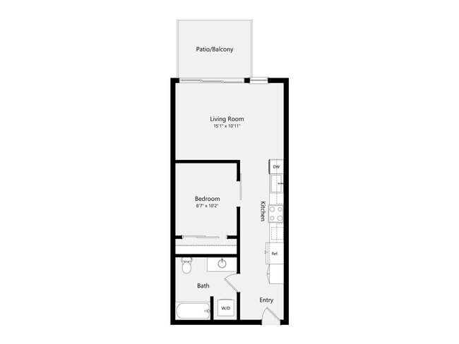 Urban One Bedroom A01A 725 floor plan
